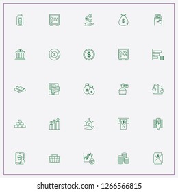 icon set about banking with keywords cash withdraw, money box and percentage sign