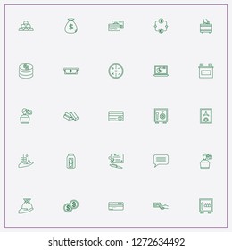icon set about banking with keywords cash withdraw, earnings and calculating button