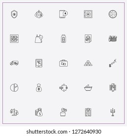 icon set about banking with keywords money box, bank car and online purchase