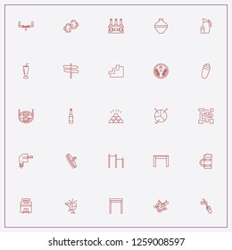 icon set about bar with keywords percentage graph, drink shaker and case of beer