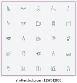 icon set about bar with keywords beer bottle, party and carafe with glass