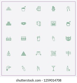 icon set about bar with keywords gym dips, shaker and vodka