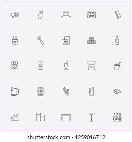 icon set about bar with keywords horse body comb, gym dips and plug