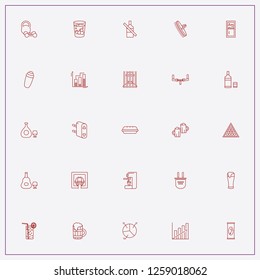 icon set about bar with keywords barbell weights, plug and percentage graph