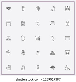icon set about bar with keywords thermos bottle, coffee grinder and energy drink