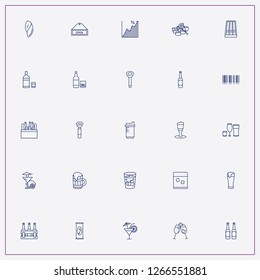 icon set about bar with keywords cocktail, percentage graph and sushi