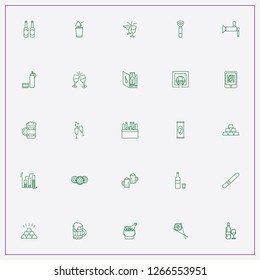 icon set about bar with keywords wine bottle, energy drink and cigar