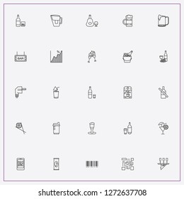 icon set about bar with keywords energy drink, ice bucket and mobile bar code