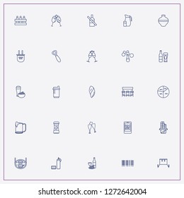 icon set about bar with keywords bottle opener, stemware and gym dips