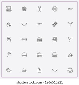 icon set about barbecue with keywords stake barbecue, ketchup and picnic stick