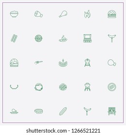 icon set about barbecue with keywords hot dog, burger and fire