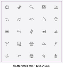 icon set about barbecue with keywords chicken leg, sausage and meat piece