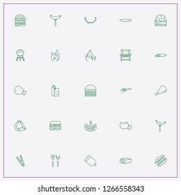 icon set about barbecue with keywords fire, chucken leg and hot dog