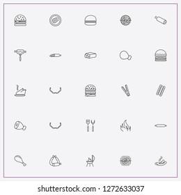 icon set about barbecue with keywords beef, hot dog and meat on barbecue