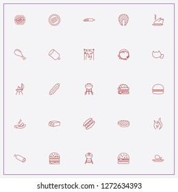 icon set about barbecue with keywords meat on barbecue, sausage and fire