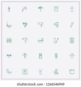 icon set about bathroom with keywords bath cabin, faucet and sink