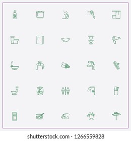 icon set about bathroom with keywords toilet, soaping head and toothpaste with brush