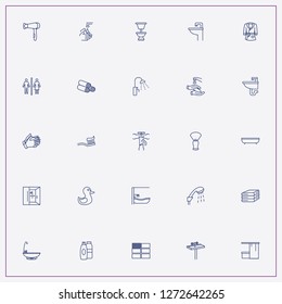 icon set about bathroom with keywords bathrobe, shampoo and toilet sign