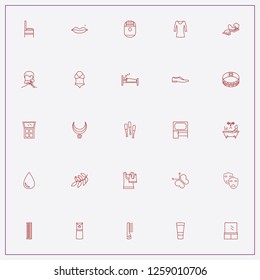 icon set about beauty with keywords tea leaf, hair and dress