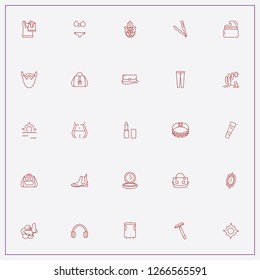 icon set about beauty with keywords boots, beard and lady bag
