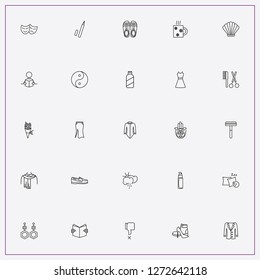 icon set about beauty with keywords ccosmetic pencil, rain cloud and hand palm with eye