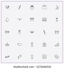 icon set about beauty with keywords earrings, umbrella and perfume