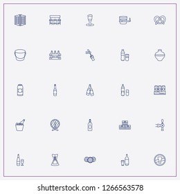 icon set about beer with   bar counter, bottle in ice bucket and bottle with glass