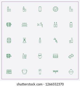 icon set about beer with keywords bottle with glass, beer can and bar counter