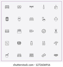 icon set about beer with keywords pitcher, bottle in ice bucket and case of beer