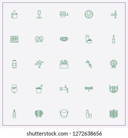 icon set about beer with keywords pub doors, bottle in ice bucket and cigarette with alcohol