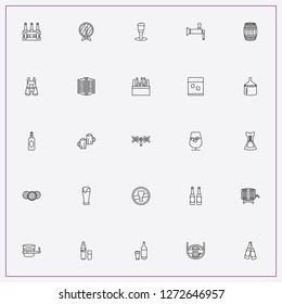 icon set about beer with keywords barrel of beer, beer cover and bottles of beer