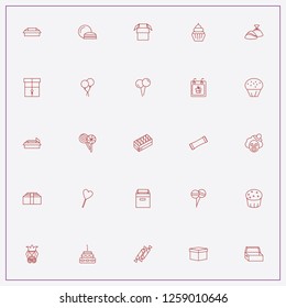 icon set about birthday with keywords ballons, birthday calendar and box