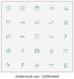 icon set about birthday with keywords strawberry cake, cup cake and ballons