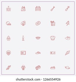 icon set about birthday with keywords donuts, hand made label and retro candle