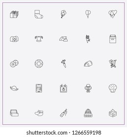 icon set about birthday with keywords flower bouquet, carnival hat and candy cake