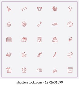 icon set about birthday with keywords candies, box and donuts