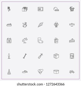 icon set about birthday with keywords baby sock, balloons and hand made label