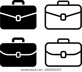 Icon set about briefcase, bag, box, suitcase, business, case, toolbox, luggage. Thin line icons, flat vector illustrations, isolated on white, transparent background