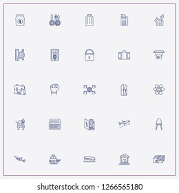 icon set about business with   data connection, chair and unlock