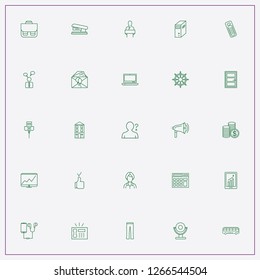 icon set about business with keywords woman teacher, laptop and door