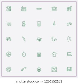 icon set about business with keywords lock, building and coffee machine