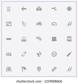 icon set about car with keywords car window wipers, speedometer and siren