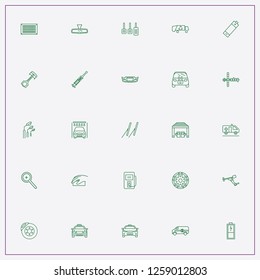 icon set about car with keywords battery charging, camshaft and air exhaust