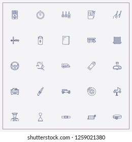 icon set about car with keywords engine plug, swing car and battery
