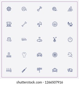 icon set about car with keywords rims, shock absorber and police car
