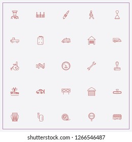 icon set about car with keywords rims, wrench and engine plug
