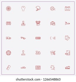 icon set about car with keywords helmet, car battery and traffic fumes