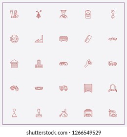 icon set about car with keywords traffic light, heavy truck toy and clutch