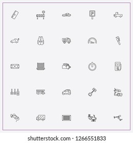 icon set about car with keywords motor starter, electrical car and refueling gun
