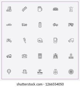 icon set about car with keywords racer uniform, vest and concrete mixer